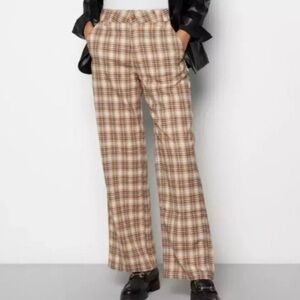 Hollister High-Rise Baggy Pants | Plaid Wide Leg Trousers | W30 11R J52